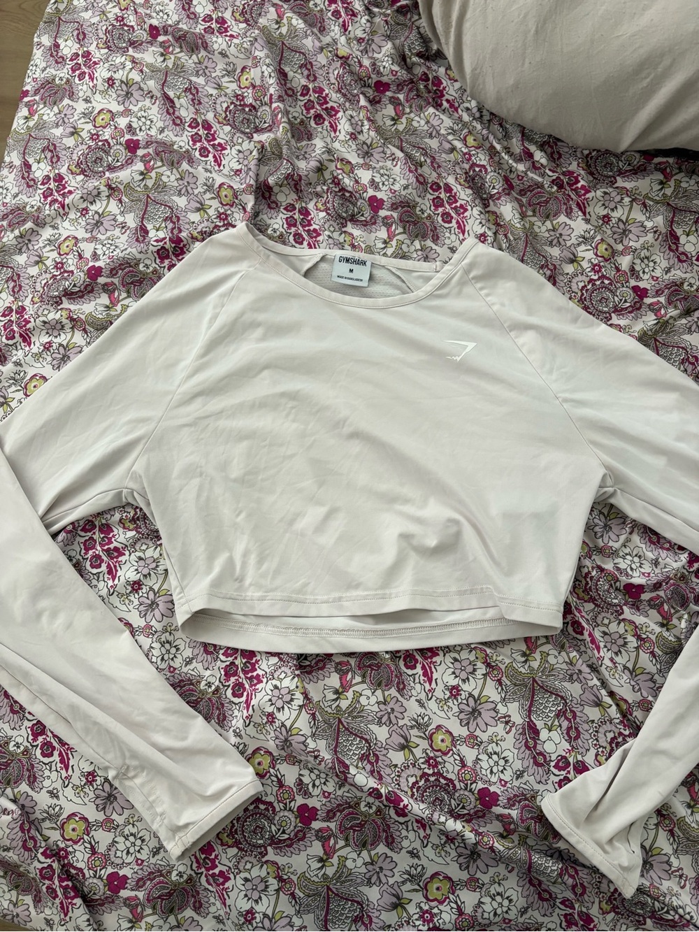 Gymshark Women's Cropped Long-Sleeve Top — Light Taupe